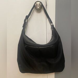 Tumi Nylon and Leather Messenger Bag Black with Violet lining